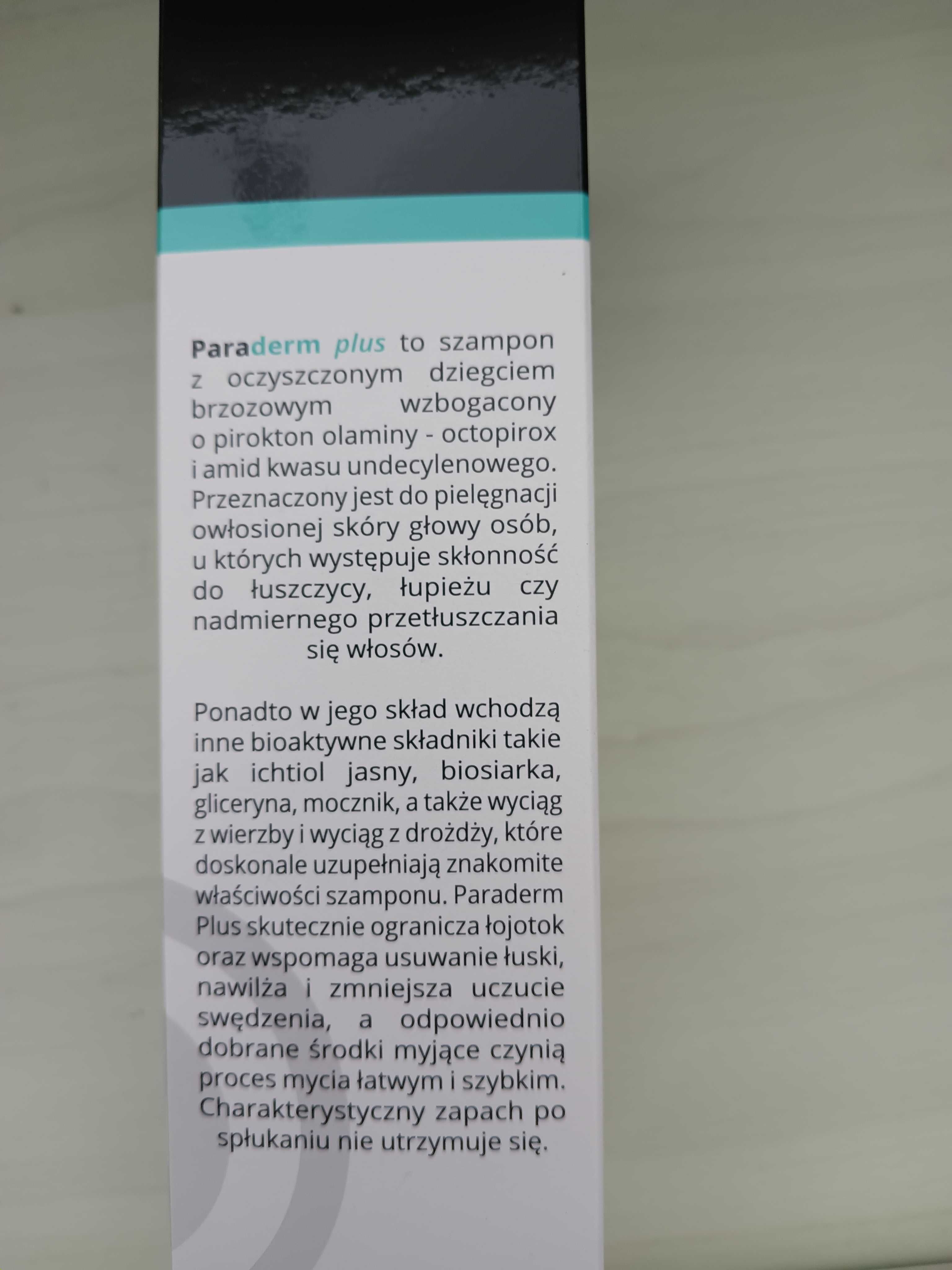 PARADERM +  szampon z dziegciem i oktopiroxem łojotok łupież łuszczyca