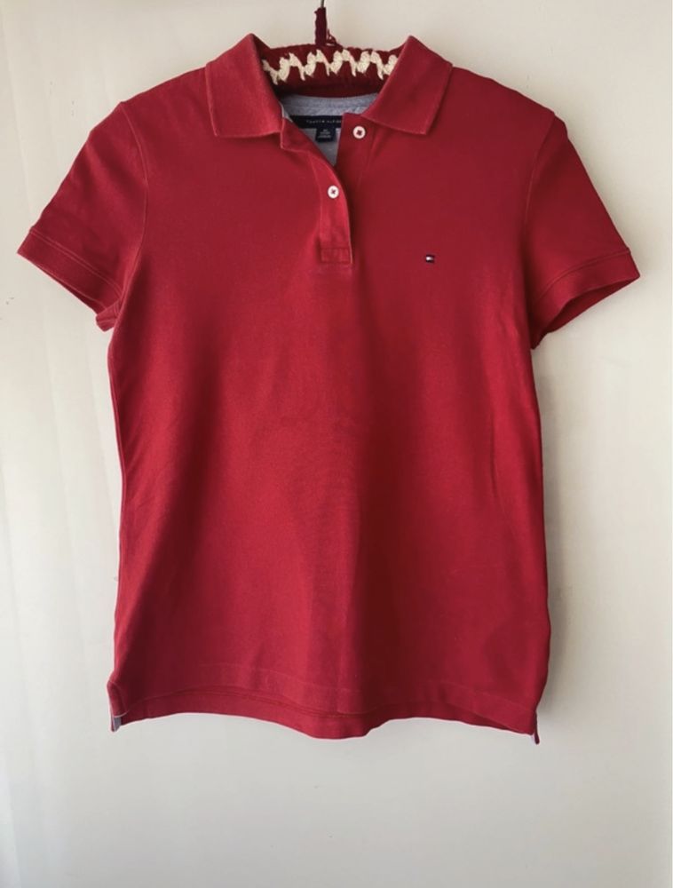 Oryginalna damska Koszulka polo Tommy Hilfiger XS czerwona