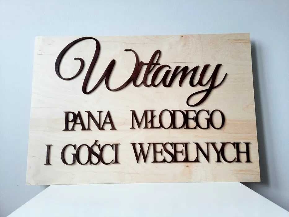 Tablica powitalna Witamy Pana Młodego I gości Weselnych ślub wesele