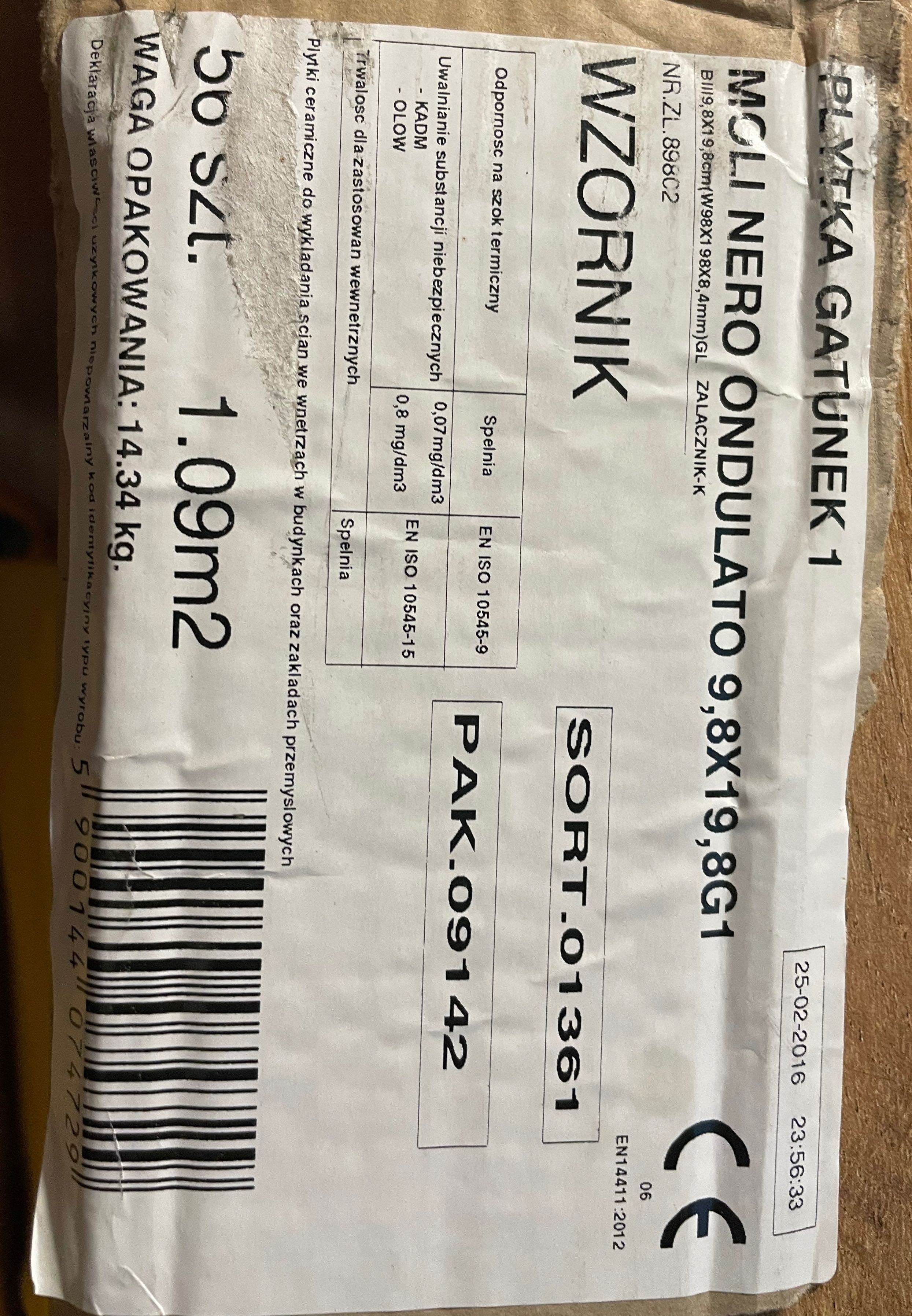 Moli Nero Ondulato 9,8x19,8 Paradyż 47 płytek szare grafitowe