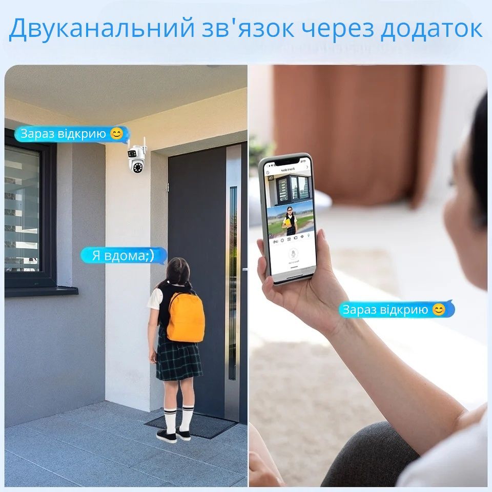 8MP Поворотна WiFi камера відеонагляду з 2 об'єктивами Видеонаблюдение