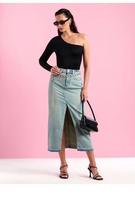 Спідниця з розрізом джинсова