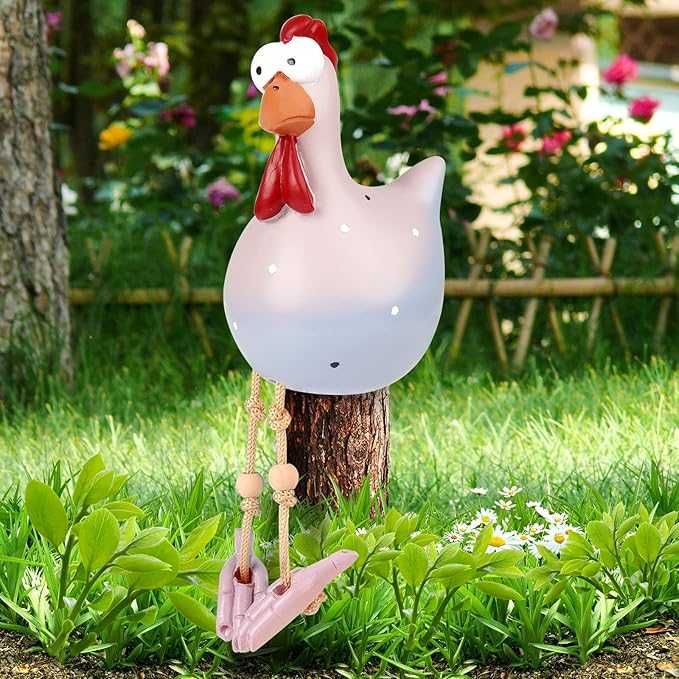 Ceramiczna kurczaka, dekoracja ogrodowa, z żywicy i ceramiki, wzór 4