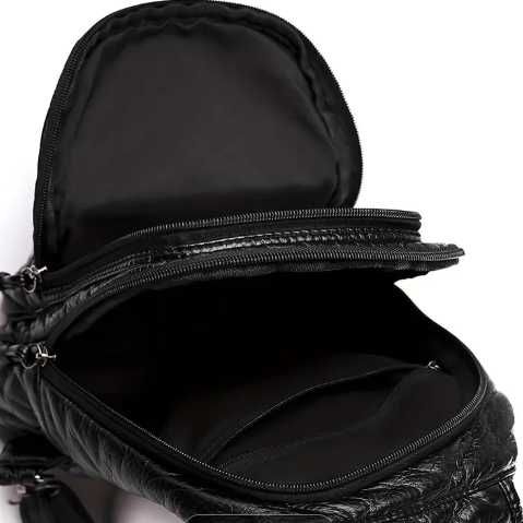 Vintage czarny plecak damski ozdobiony haftem kwiatowym lotosu