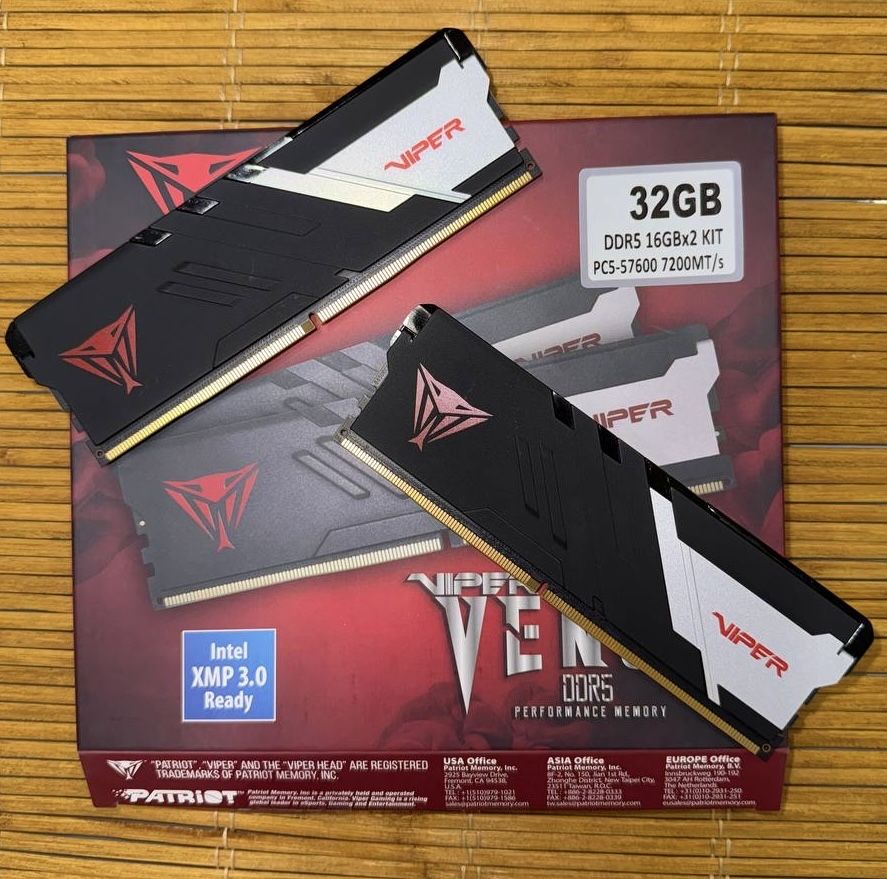 ОЗП Patriot Viper Venom DDR5‑7200 32 GB (2×16) PVV532G720C34K