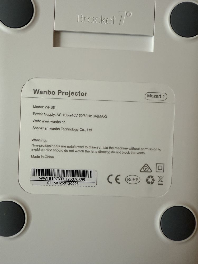 Wanbo Projektor Mozart 1 Model WPB81 kolor biały