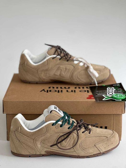 Женские кроссовки NEW BALANCE x MIU MIU BEIGE / GREEN. 36-40