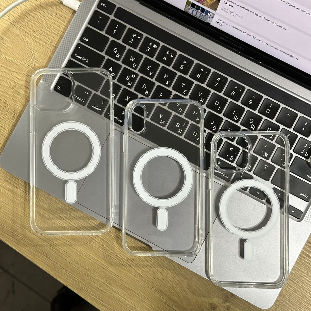 Прозорий чохол з magsafe clear case iphone від x до 15 pro max