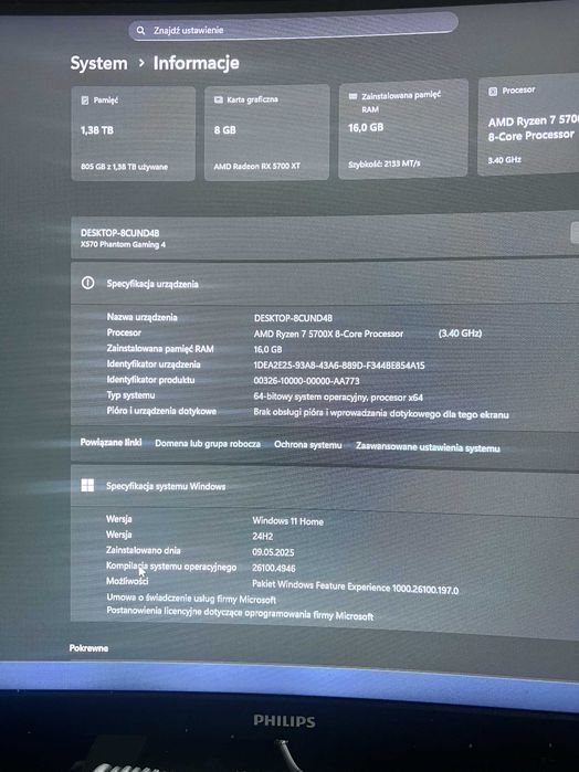 Komputer do gier | Ryzen 5 5700x  Radeon RX 5700xt  16GB Ram