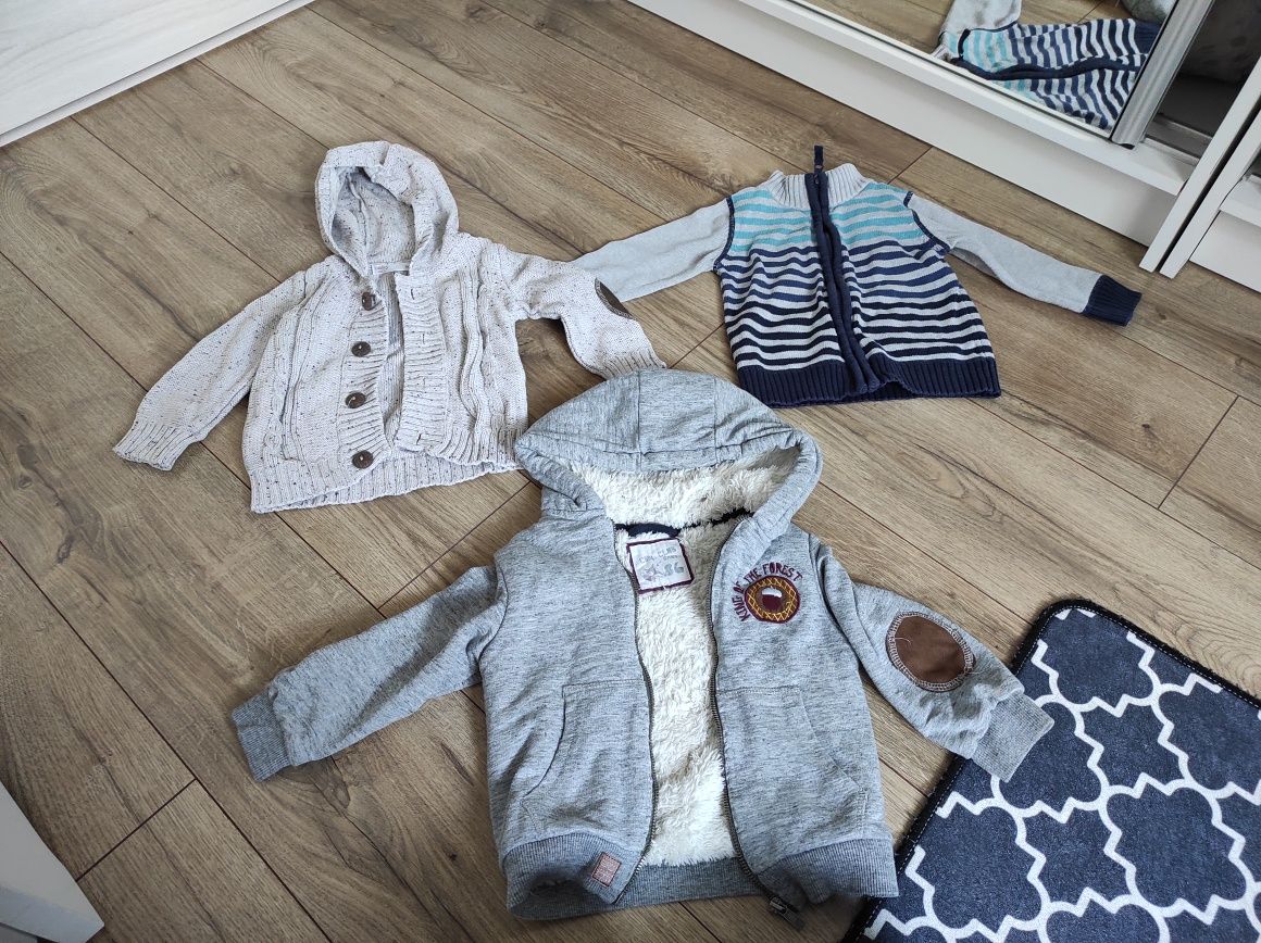 2 szt Swetry bluzy dla chłopca zestaw ciepłe baby club smyk r. 86
