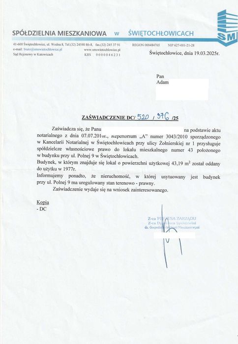 Mieszkanie 2 pokojowe Świętochłowice Polna 9