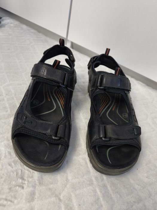 ECCO - skórzane sandały męskie czarne na rzepy bardzo wygodne r. 44