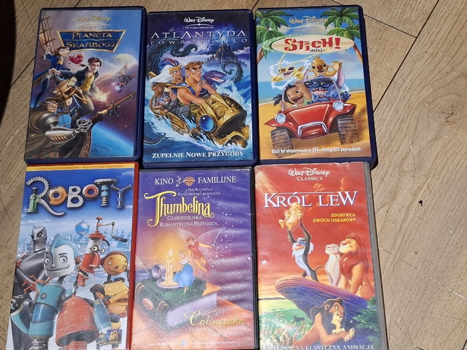 Kasety VHS bajki orginale Disney 6 zestaw