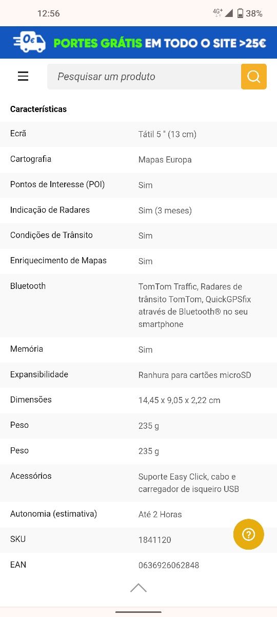 GPS Profissional TomTom Go500 , Mapas da Europa. Como novo
