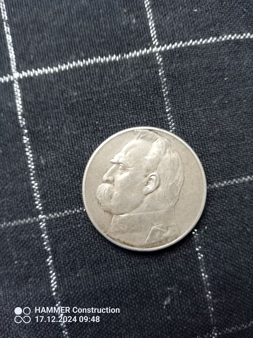 Srebrna Moneta 5 złotych z Marszałkiem Józefem Piłsudskim z 1934 roku