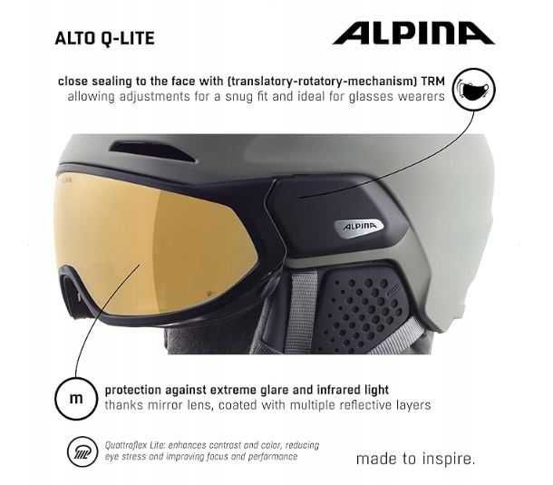 Kask narciarski ALPINA ALTO Q-LITE z przyłbicą Rozm. M 55-59 cm