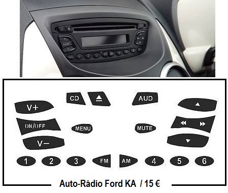 Kit Vinil Autocolante Botões Auto-Rádio Ford S-Max / Mondeo / KA