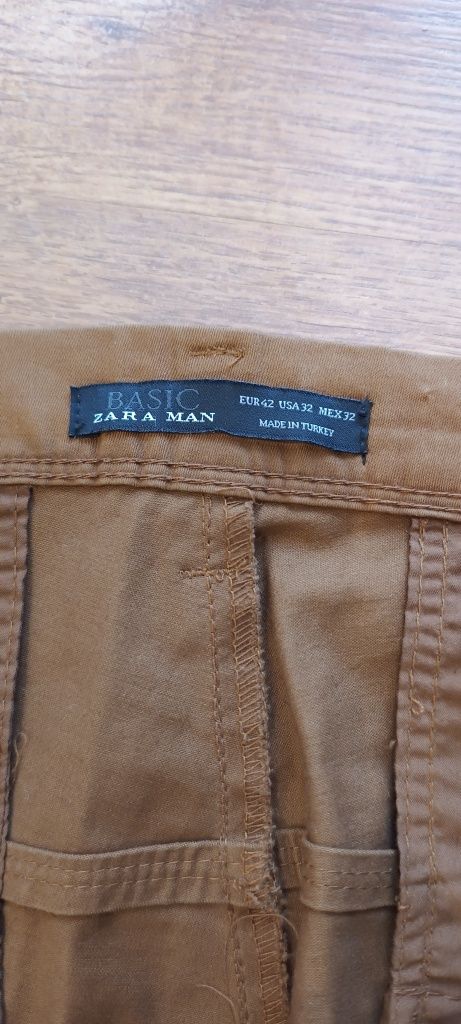 Spodnie męskie brązowe Zara man r. 42 (eur) klasyczne chinosy W32/L30