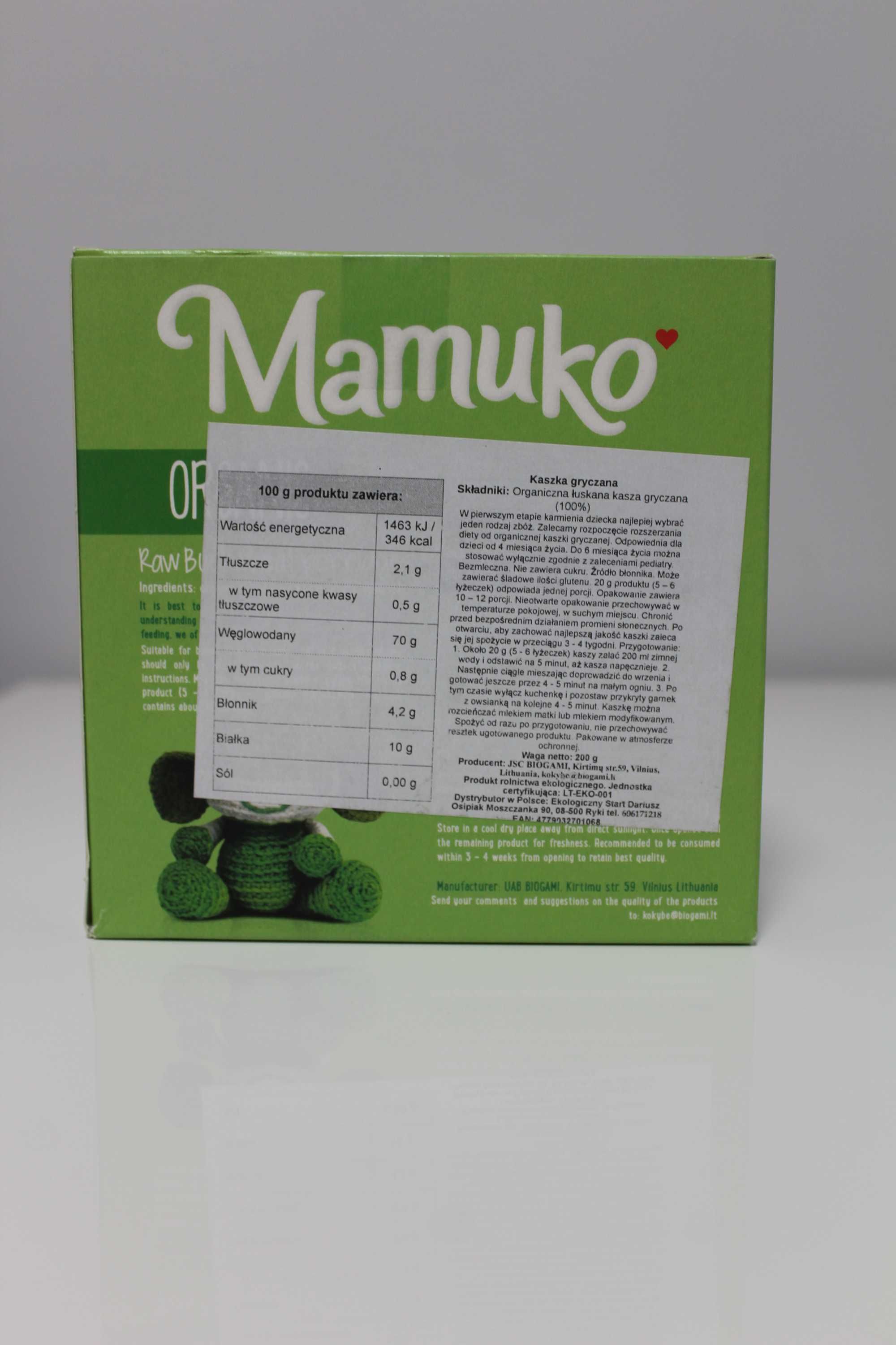 Organiczna Kaszka Ryżowa 4m+, 200g, Mamuko