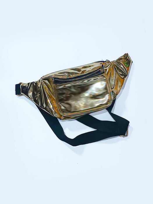 Złota nerka torebka lustrzana złoty kolor 3 kieszenie torebka na pas