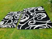Dwa dywany czarno białe piękne grube
