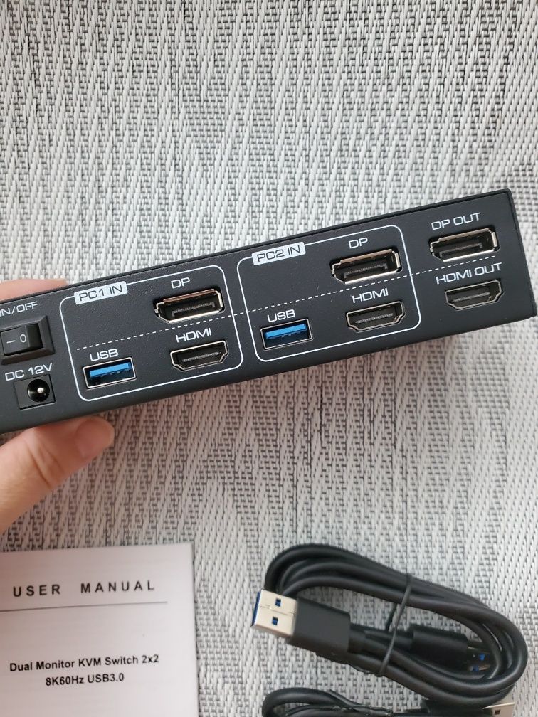 Подвійний KVM HDMI перемикач 2 комп'ютери до 2 моніторів