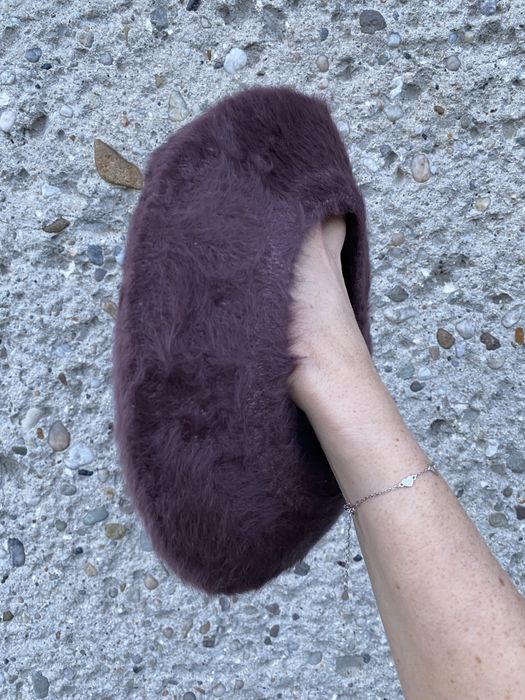 Beret damski model alpaka śliwkowy czapka