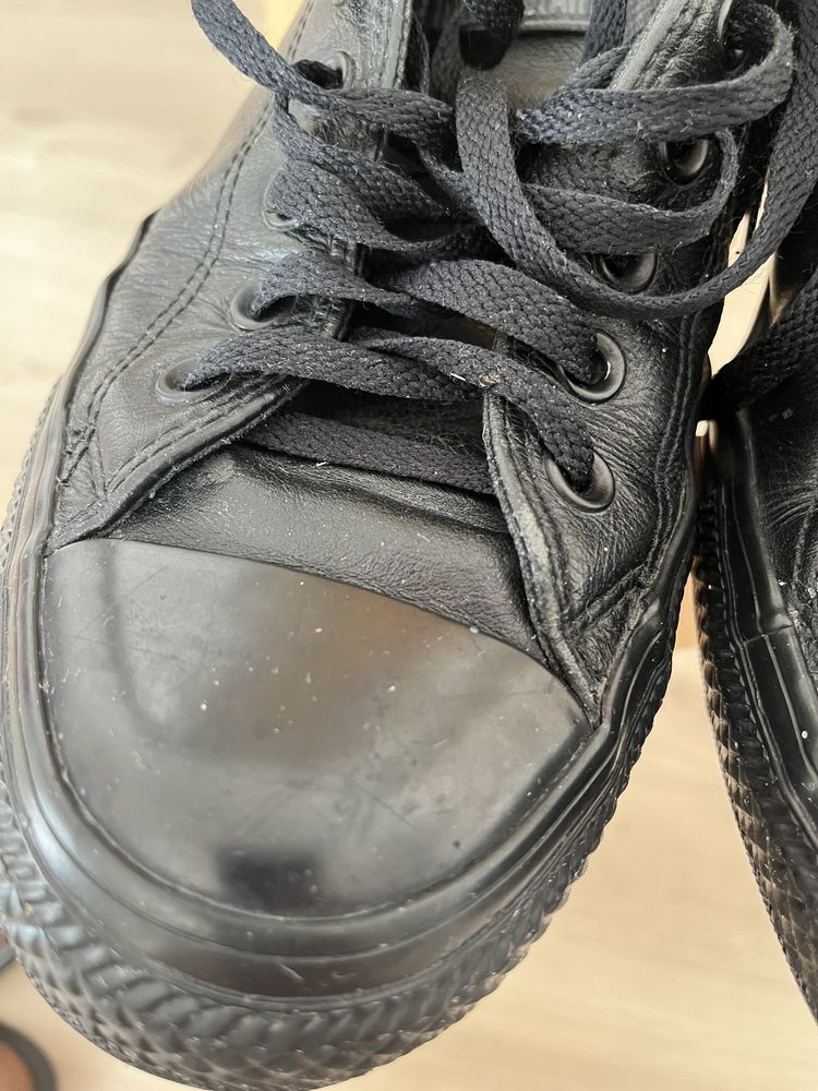 Конверси, чоловічі кеди, converse, натуральна шкіра, чорні