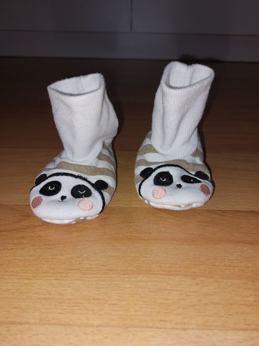 Skarpety papcie niechodki białe pandy 11 cm