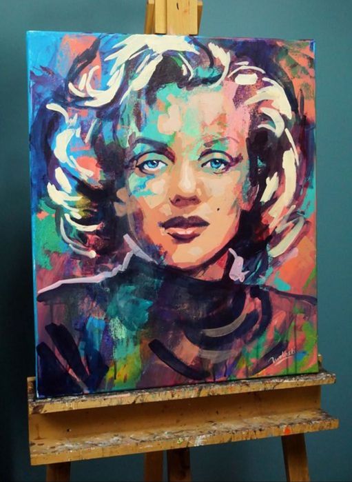 sygnowany obraz „Marilyn Monroe” autorstwa Waldemara Zwolińskiego