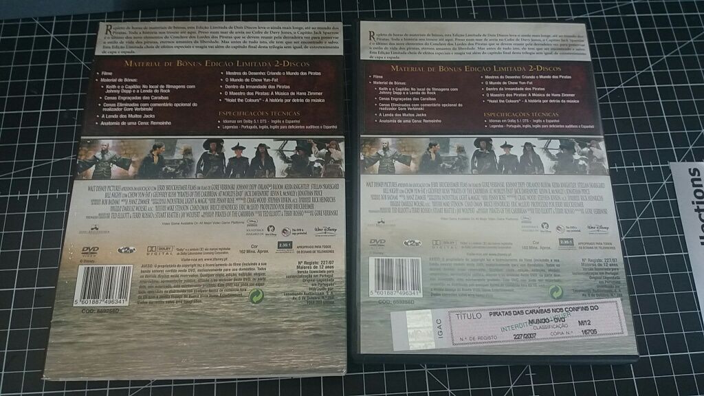 DVDs Piratas das Caraíbas edições especiais. Com 2 discos cada