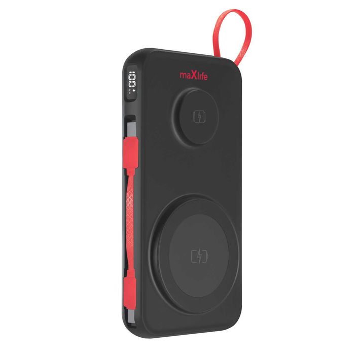 Powerbank Maxlife Bezprzewodowy 10000 mAh MagSafe 3w1 Wyświetlacz