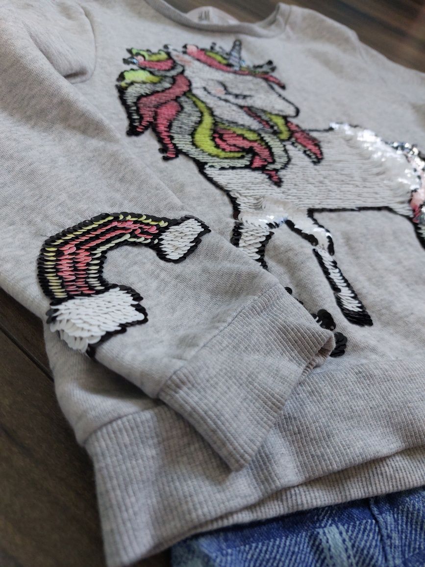 Bluza motyw unicorn rozm 134/140 H&M