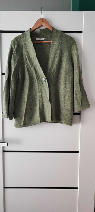 Oliwkowy zielony  sweter damski narzutka kardigan XL