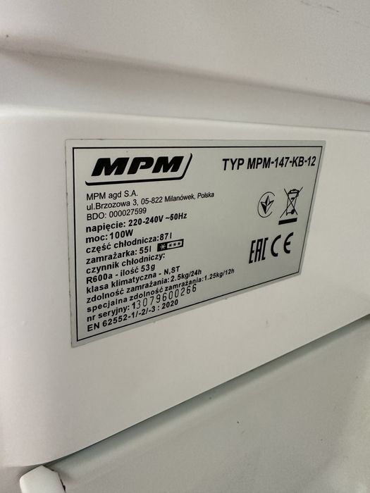 Mała lodówka MPM 48cmX142