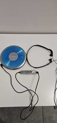Discman Panasonic SL-CT710 MP3  płaski model z pilotem i  słuchawkami.