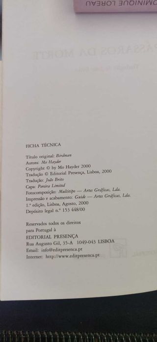 Os Pássaros da Morte - Mo Hayder