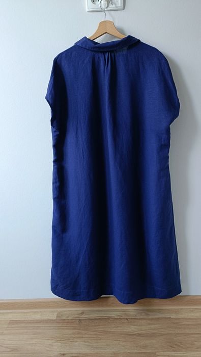 Sukienka damska midi luźna oversize z lnem lniana gładka L XL 44