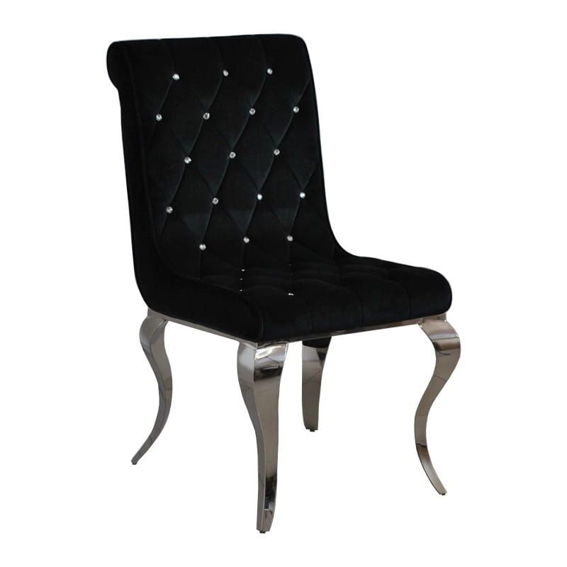 Krzesło glamour Hamilton Black pikowane kryształkami