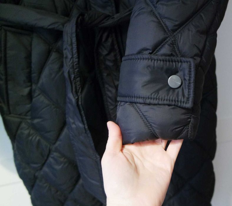 Kurtka zimowa z paskiem długa płaszcz pikowana ciepła L Reserved