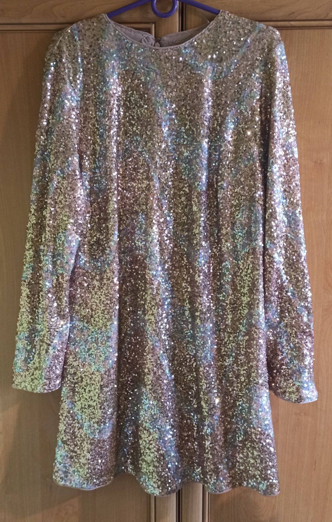 Sukienka tunika z cekinami złotawo-srebrna XL 42/44