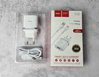 Мережевий зарядний пристрій Hoco C12Q (QC3.0 USB/3A) + кабель Type-C