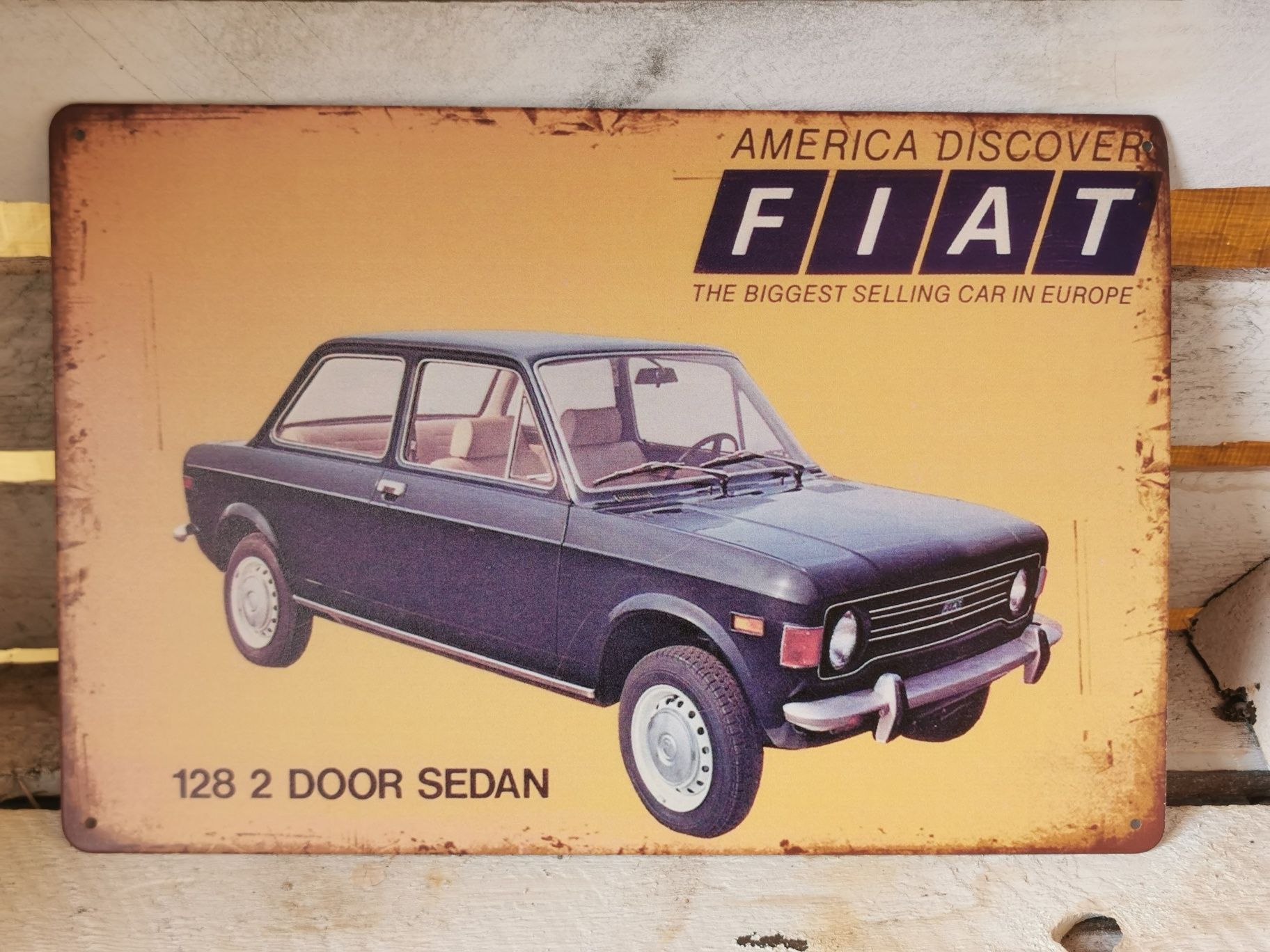 Fiat 128 sedan tablica blacha dekoracja