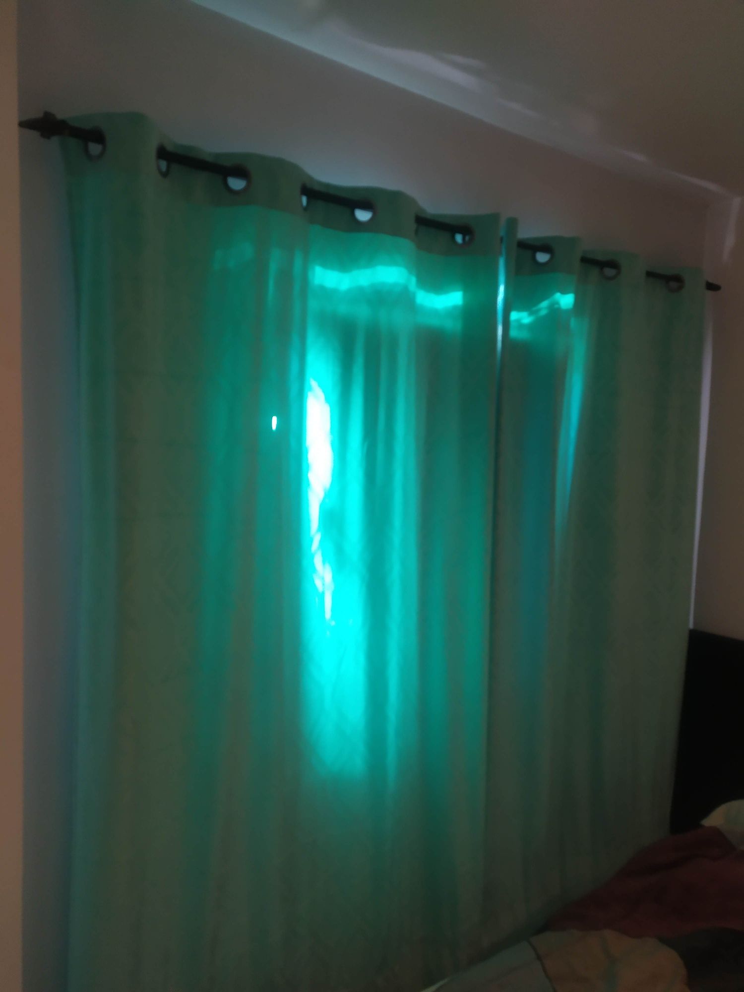 Cortina verde  + suporte/varão