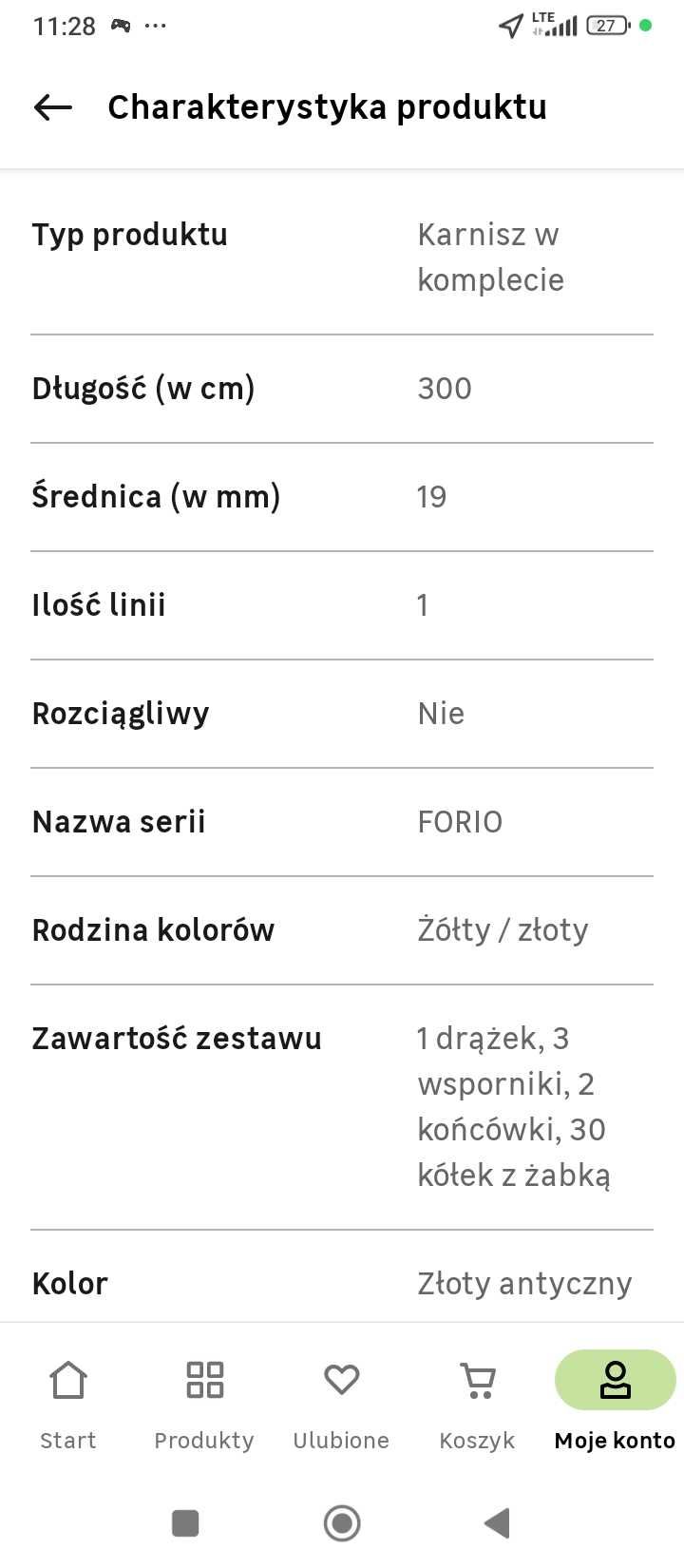 Karnisz pojedynczy Inspire 300cm