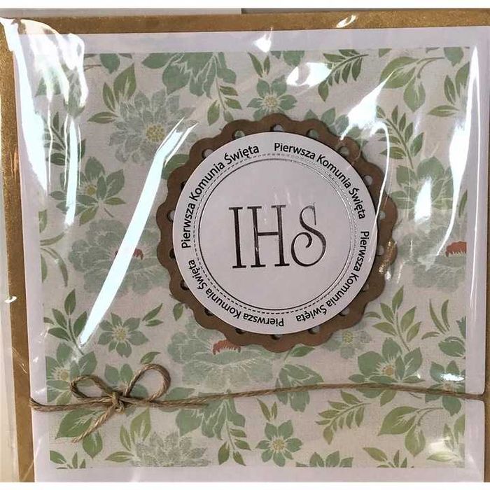 Kartka karnet I Komunia Święta elegancka pamiątka
