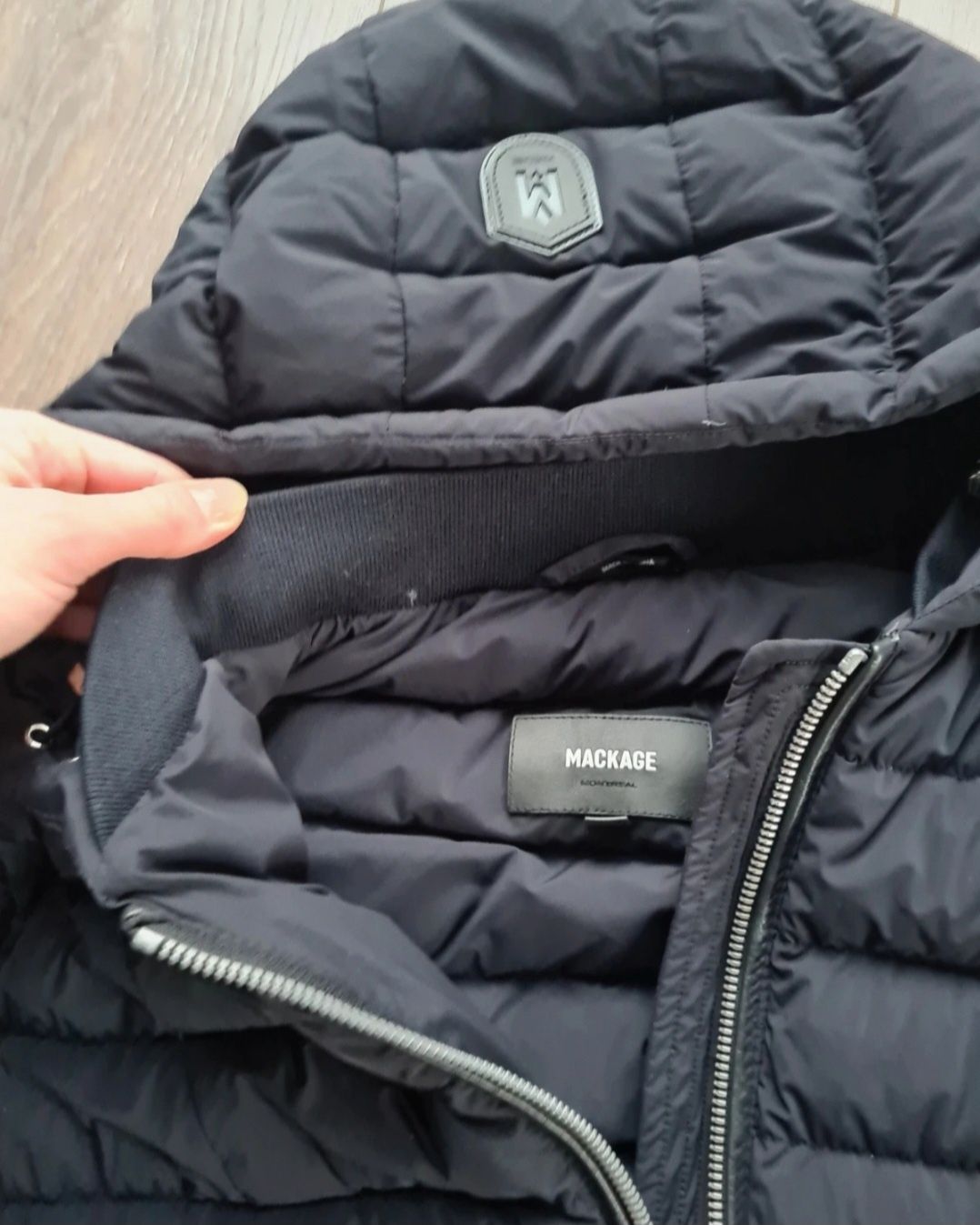 Mackage puchowy płaszczyk kurtka granatowa L kaczy puch woolrich