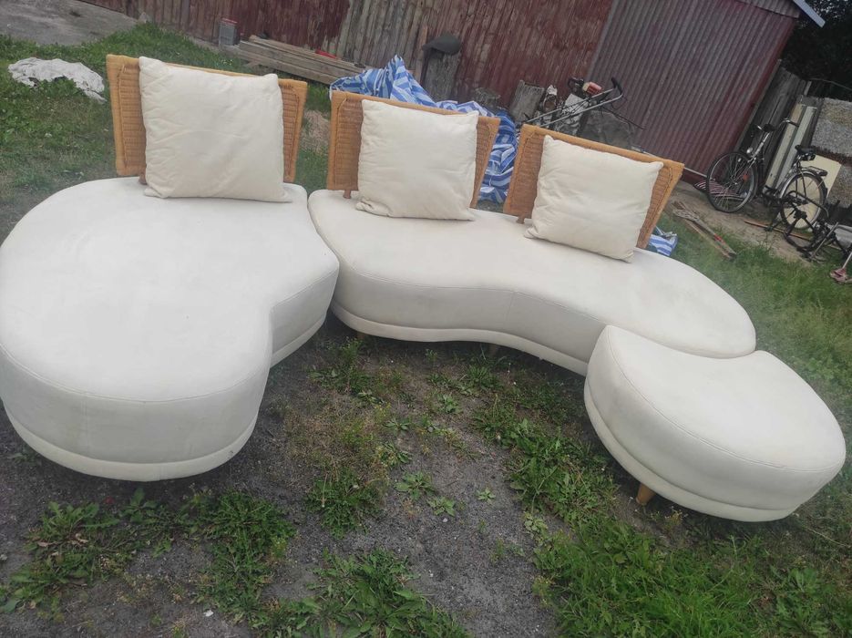 Sofa beżowa ratan