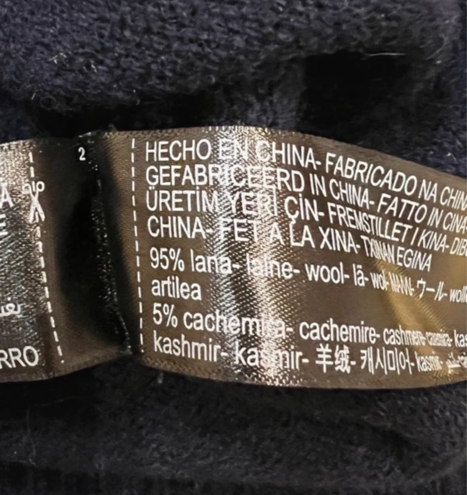 Kardigan sweter L 40 massimo dutti kolor granatowy wełna kaszmir hit