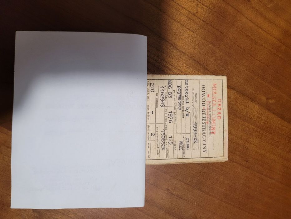 Dowód kolekcjonerski WSK 125